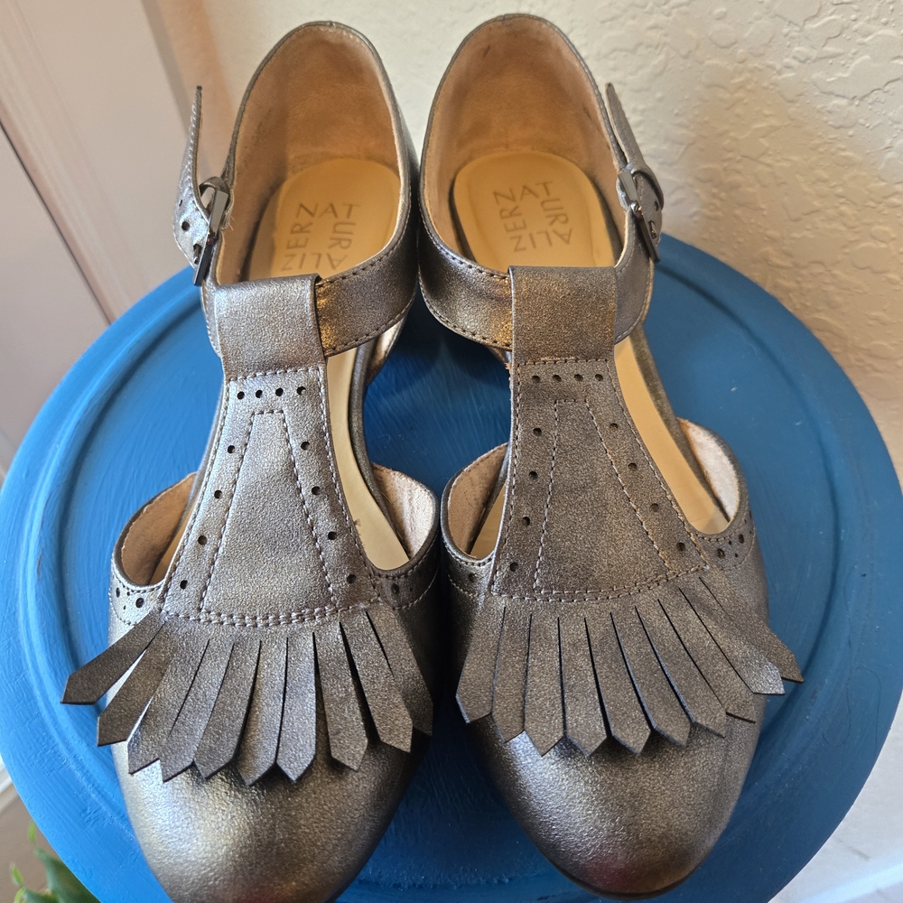 Naturalizer Women's Silver Fringe T-Strap Shoes